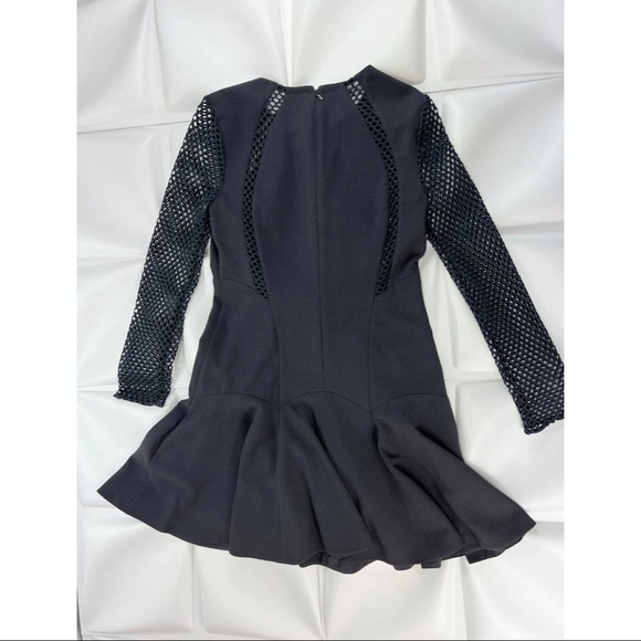 $425 Rebecca Taylor Sz 4 Gray Mesh Fishnet Fit and Flare Dress Skater Work - Picture 10 of 12